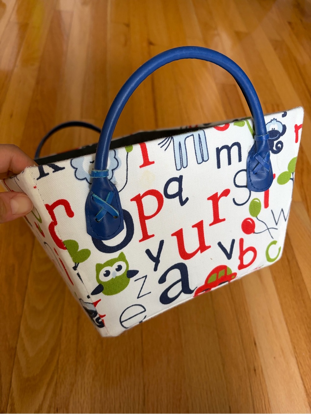 Kids Fabric Storage Bin with Handles | Alphabet & Animal Print Organizer Basket